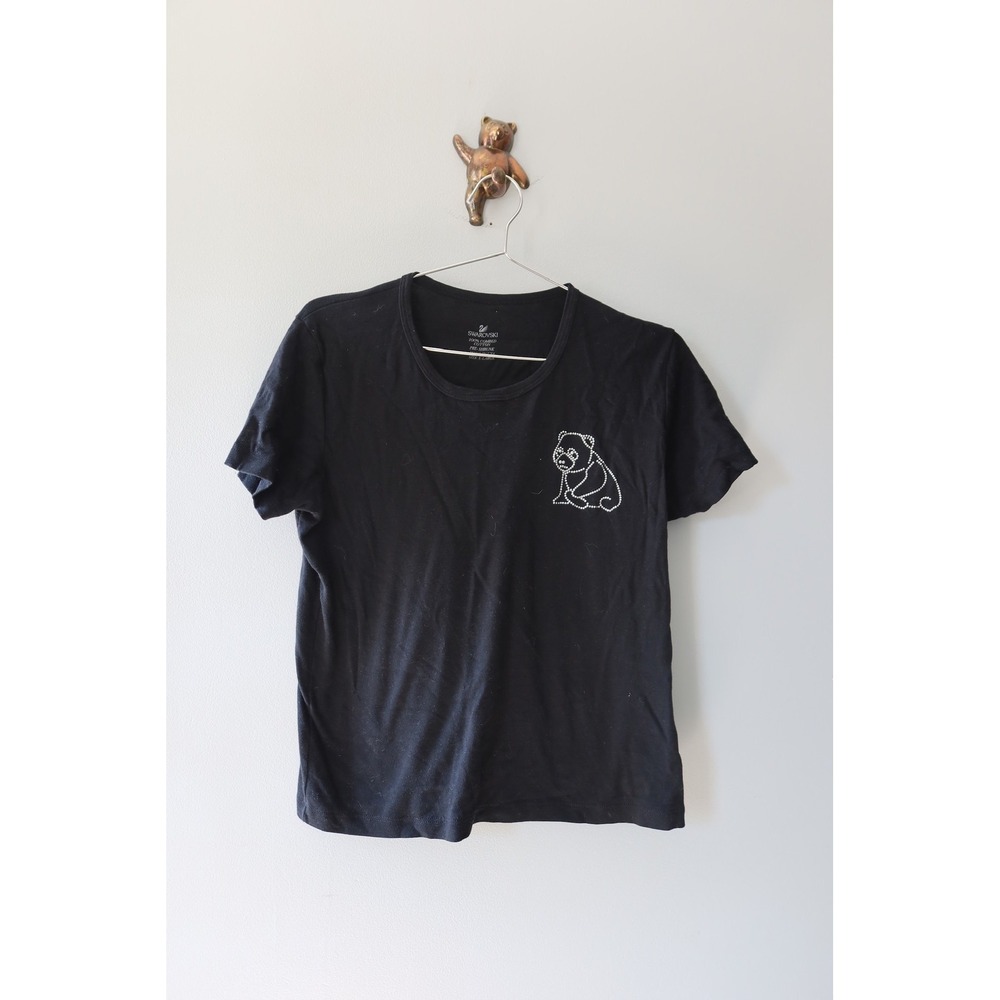 Swarovski‎ Women's Black Panda Bear Crystal Tee XL